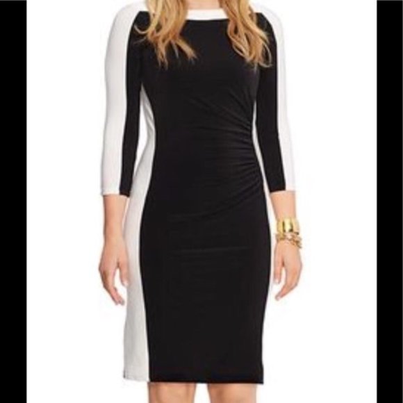 Lauren Ralph Lauren LRL ruched long sleeve color block jersey dress NWOT - Picture 1 of 7